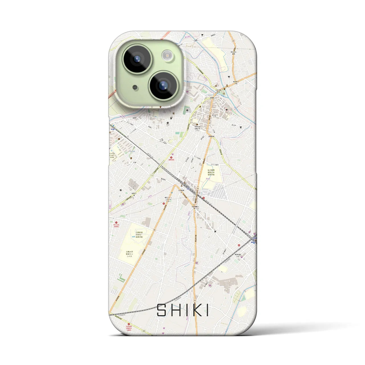 【志木】地図柄iPhoneケース（バックカバータイプ・ナチュラル）iPhone 15 用