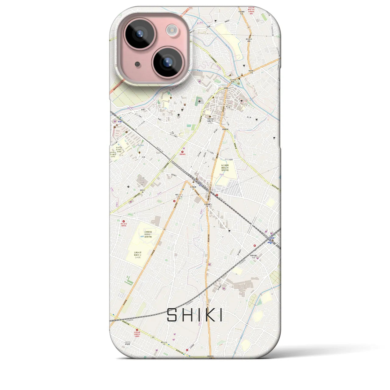 【志木】地図柄iPhoneケース（バックカバータイプ・ナチュラル）iPhone 15 Plus 用