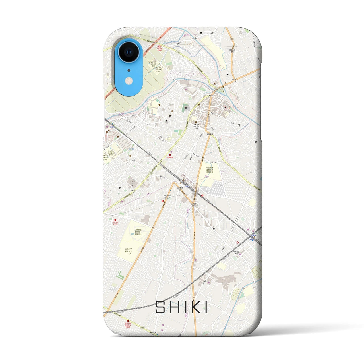 【志木】地図柄iPhoneケース（バックカバータイプ・ナチュラル）iPhone XR 用
