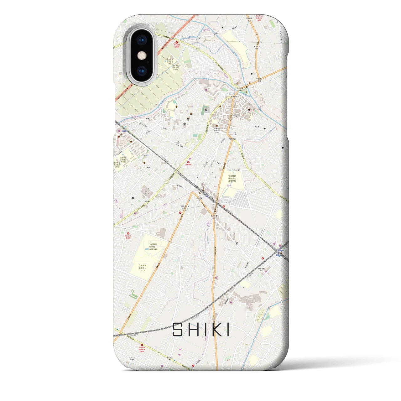 【志木】地図柄iPhoneケース（バックカバータイプ・ナチュラル）iPhone XS Max 用