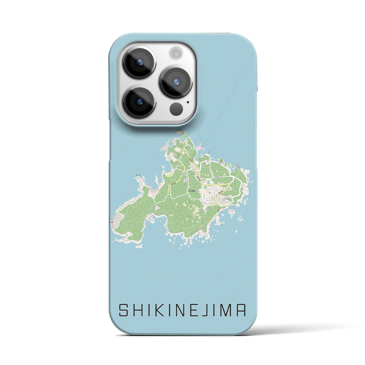 【式根島】地図柄iPhoneケース（バックカバータイプ・ナチュラル）iPhone 14 Pro 用