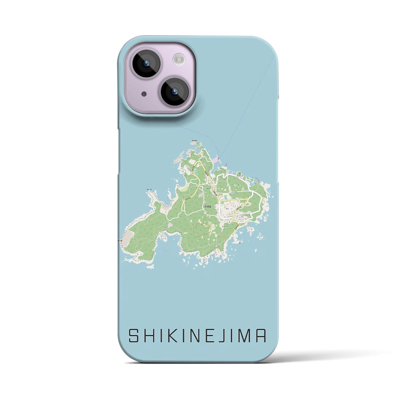 【式根島】地図柄iPhoneケース（バックカバータイプ・ナチュラル）iPhone 14 用