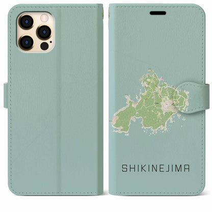 【式根島（東京都）】地図柄iPhoneケース（手帳タイプ）ナチュラル・iPhone 12 Pro Max 用