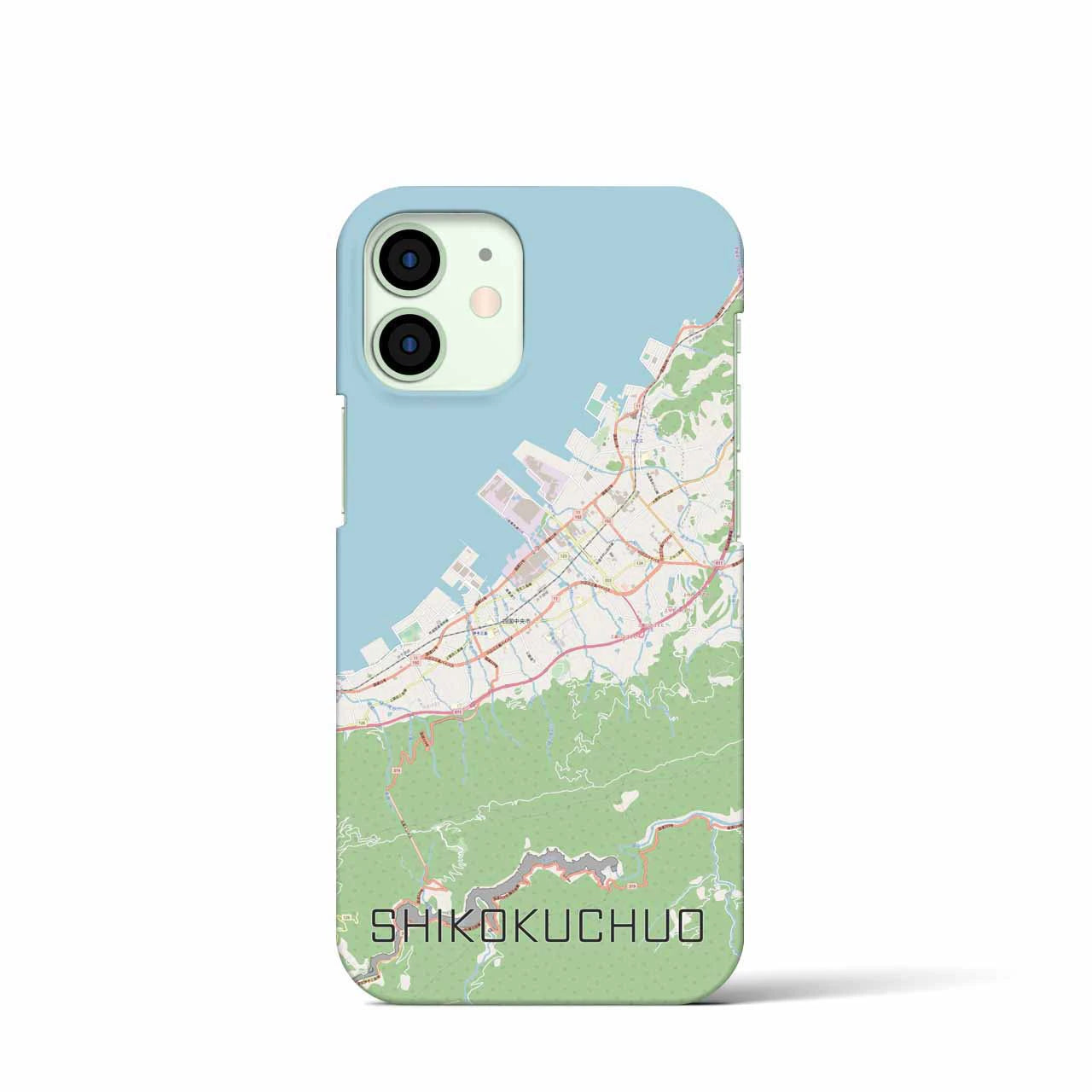 【四国中央】地図柄iPhoneケース（バックカバータイプ・ナチュラル）iPhone 12 mini 用