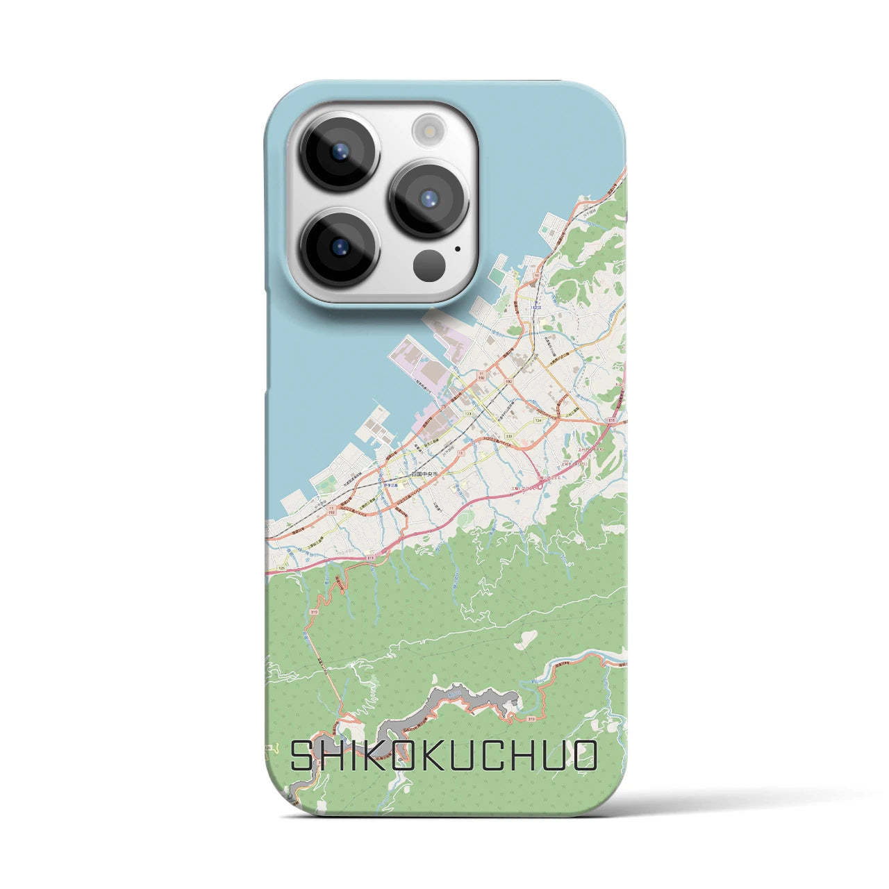 【四国中央】地図柄iPhoneケース（バックカバータイプ・ナチュラル）iPhone 14 Pro 用