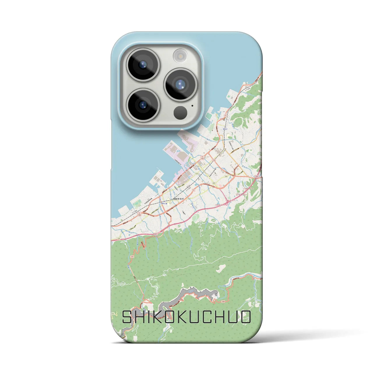 【四国中央】地図柄iPhoneケース（バックカバータイプ・ナチュラル）iPhone 15 Pro 用