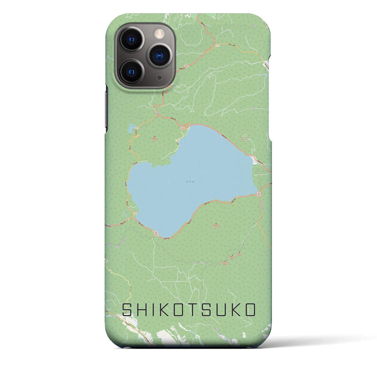 【支笏湖】地図柄iPhoneケース（バックカバータイプ・ナチュラル）iPhone 11 Pro Max 用