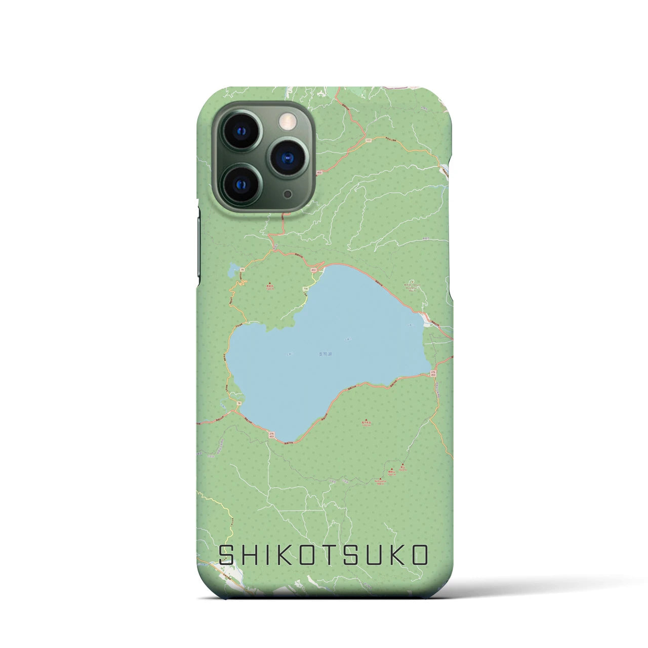 【支笏湖】地図柄iPhoneケース（バックカバータイプ・ナチュラル）iPhone 11 Pro 用