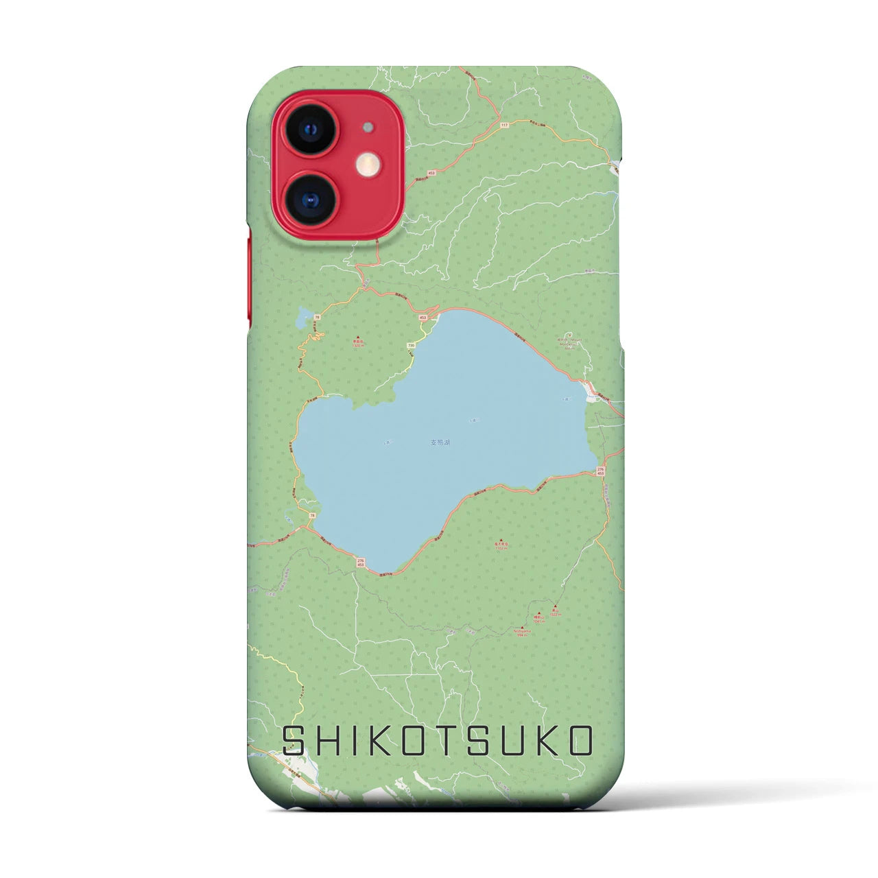 【支笏湖】地図柄iPhoneケース（バックカバータイプ・ナチュラル）iPhone 11 用