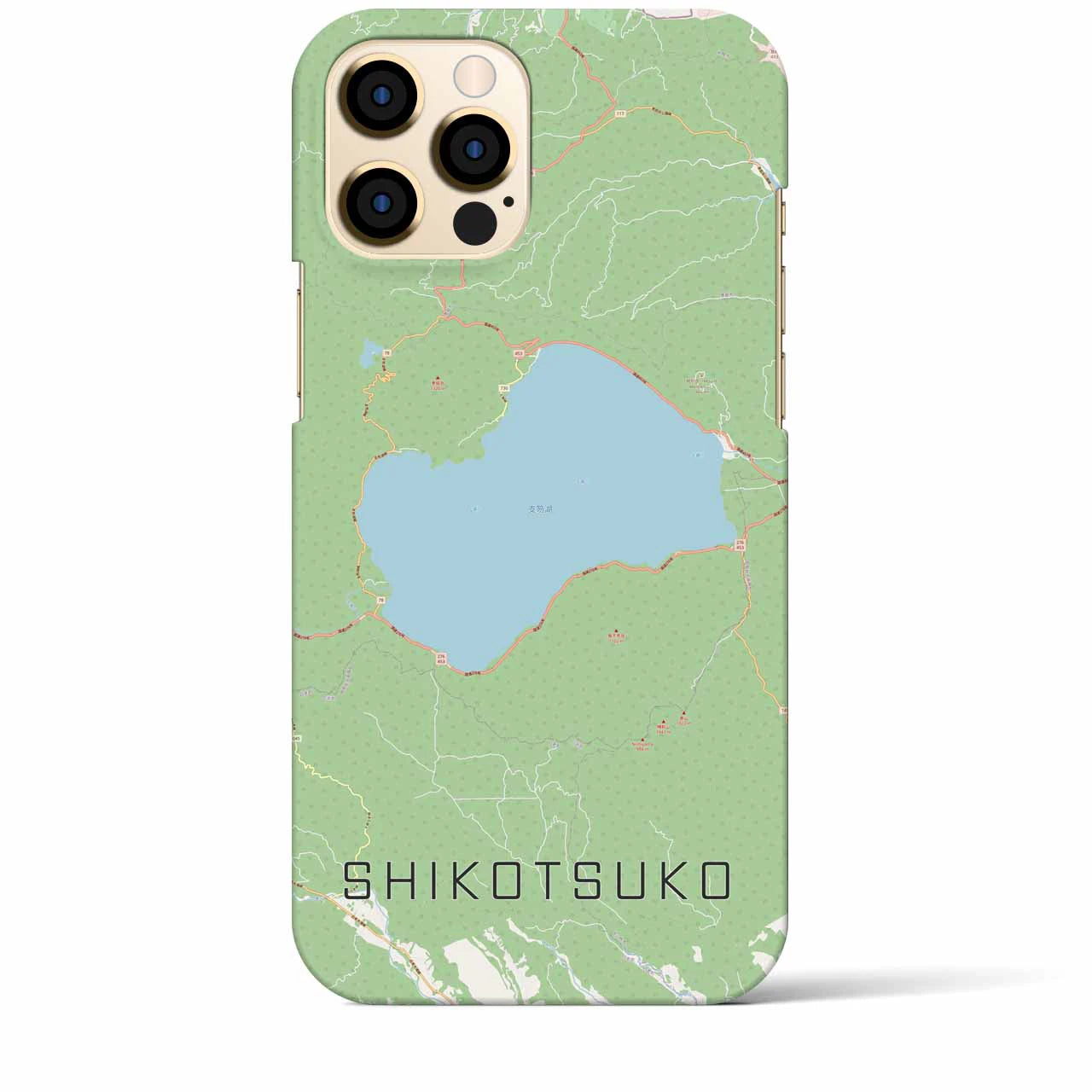 【支笏湖】地図柄iPhoneケース（バックカバータイプ・ナチュラル）iPhone 12 Pro Max 用