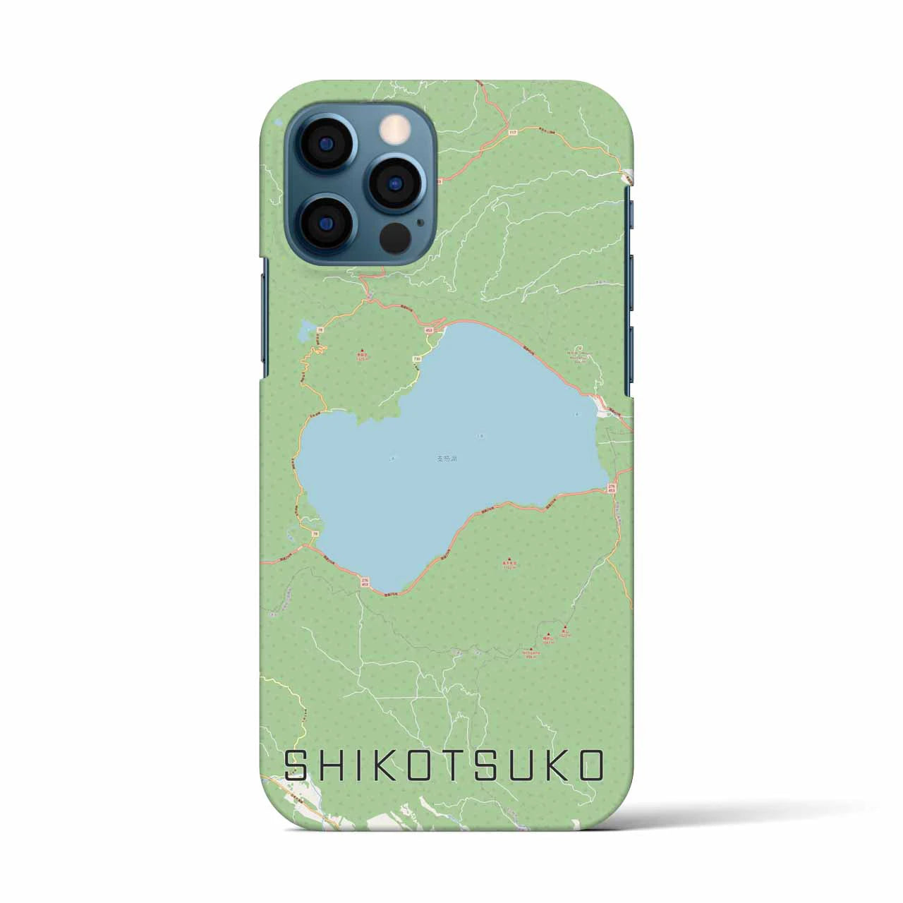 【支笏湖】地図柄iPhoneケース（バックカバータイプ・ナチュラル）iPhone 12 / 12 Pro 用
