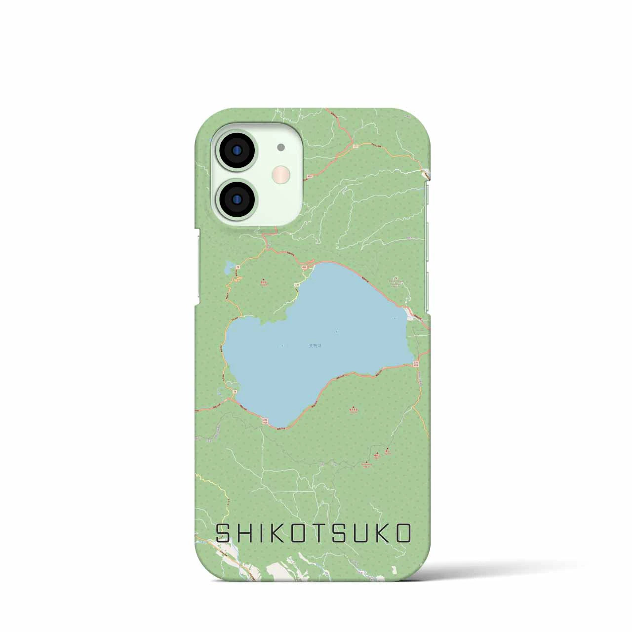 【支笏湖】地図柄iPhoneケース（バックカバータイプ・ナチュラル）iPhone 12 mini 用