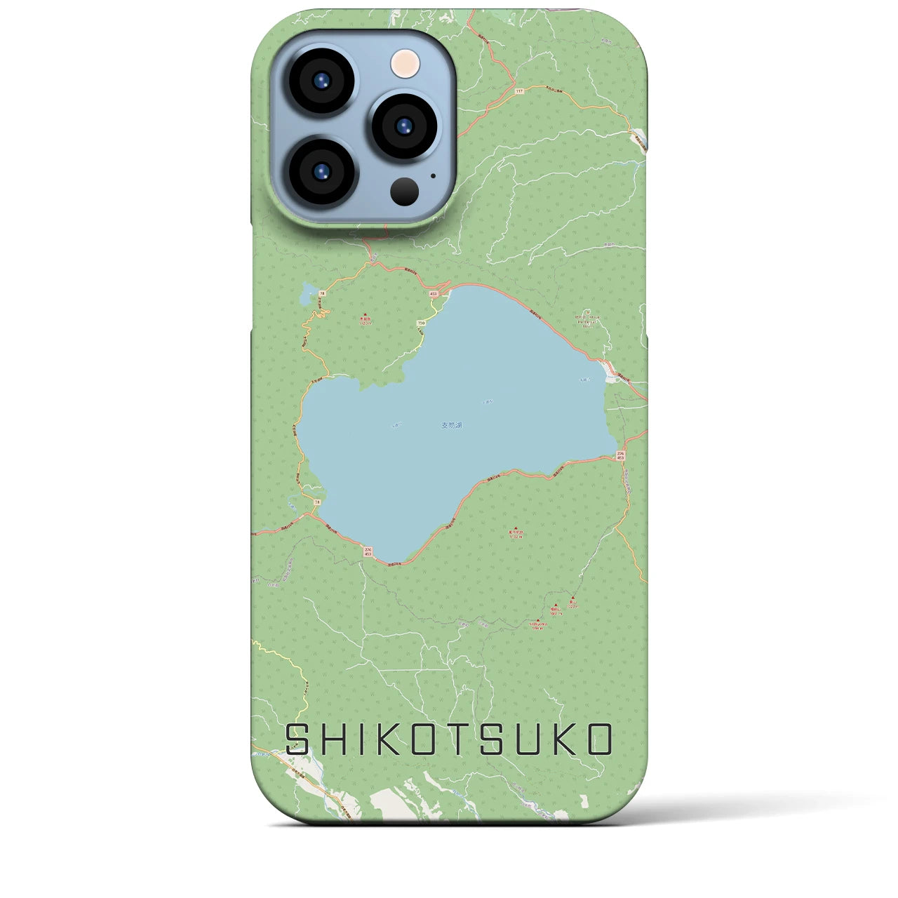 【支笏湖】地図柄iPhoneケース（バックカバータイプ・ナチュラル）iPhone 13 Pro Max 用