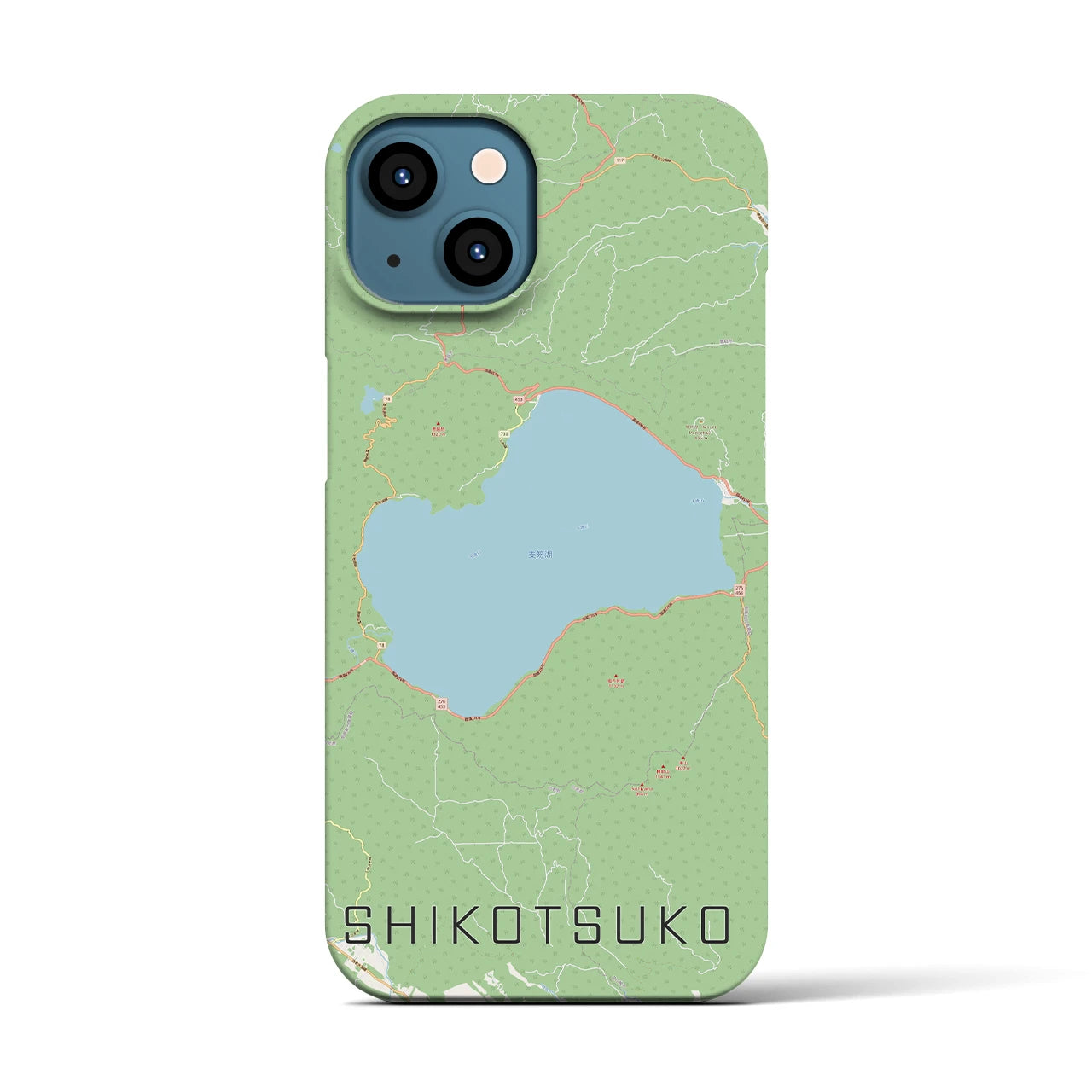 【支笏湖】地図柄iPhoneケース（バックカバータイプ・ナチュラル）iPhone 13 用