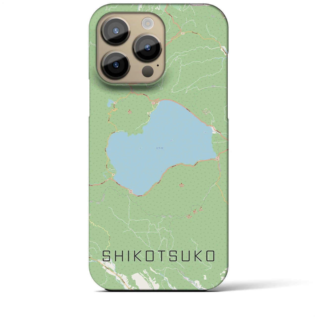 【支笏湖】地図柄iPhoneケース（バックカバータイプ・ナチュラル）iPhone 14 Pro Max 用