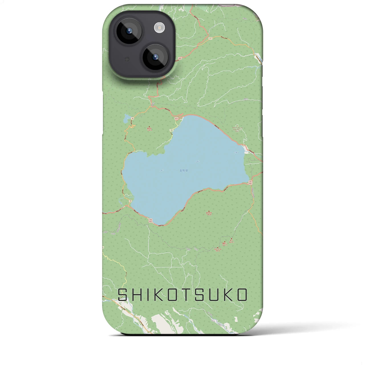 【支笏湖】地図柄iPhoneケース（バックカバータイプ・ナチュラル）iPhone 14 Plus 用