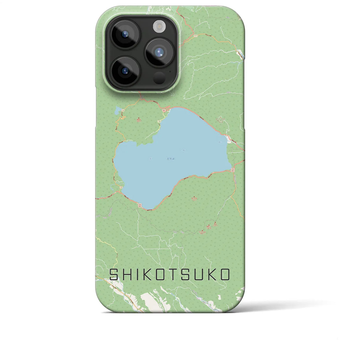 【支笏湖】地図柄iPhoneケース（バックカバータイプ・ナチュラル）iPhone 15 Pro Max 用