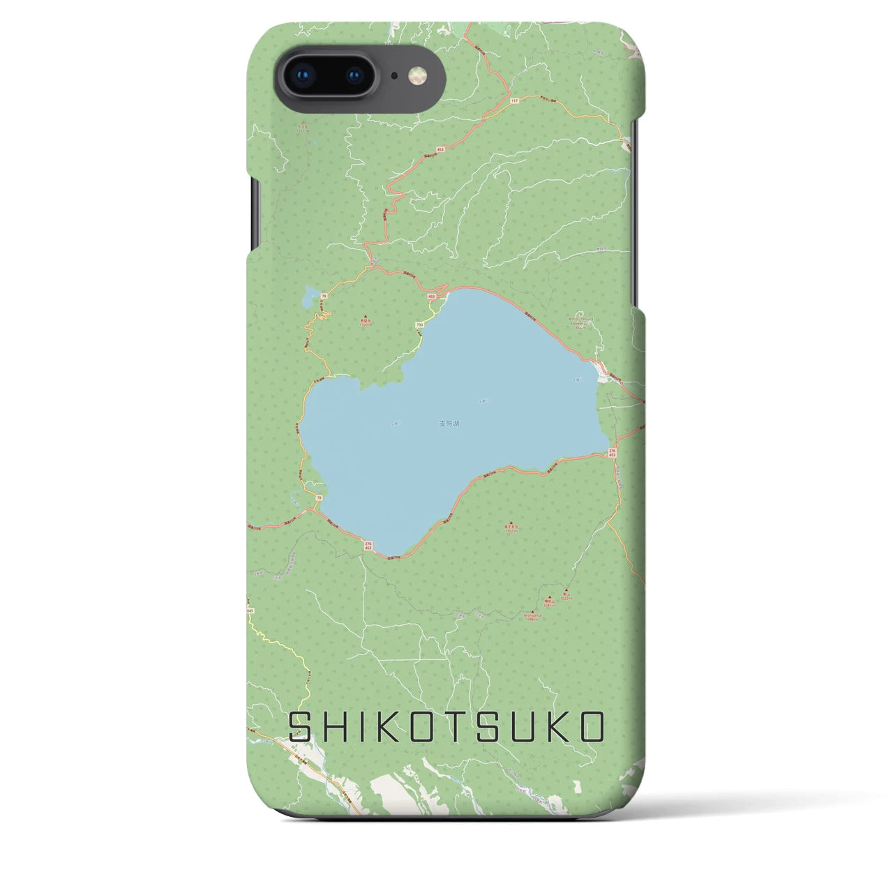 【支笏湖】地図柄iPhoneケース（バックカバータイプ・ナチュラル）iPhone 8Plus /7Plus / 6sPlus / 6Plus 用