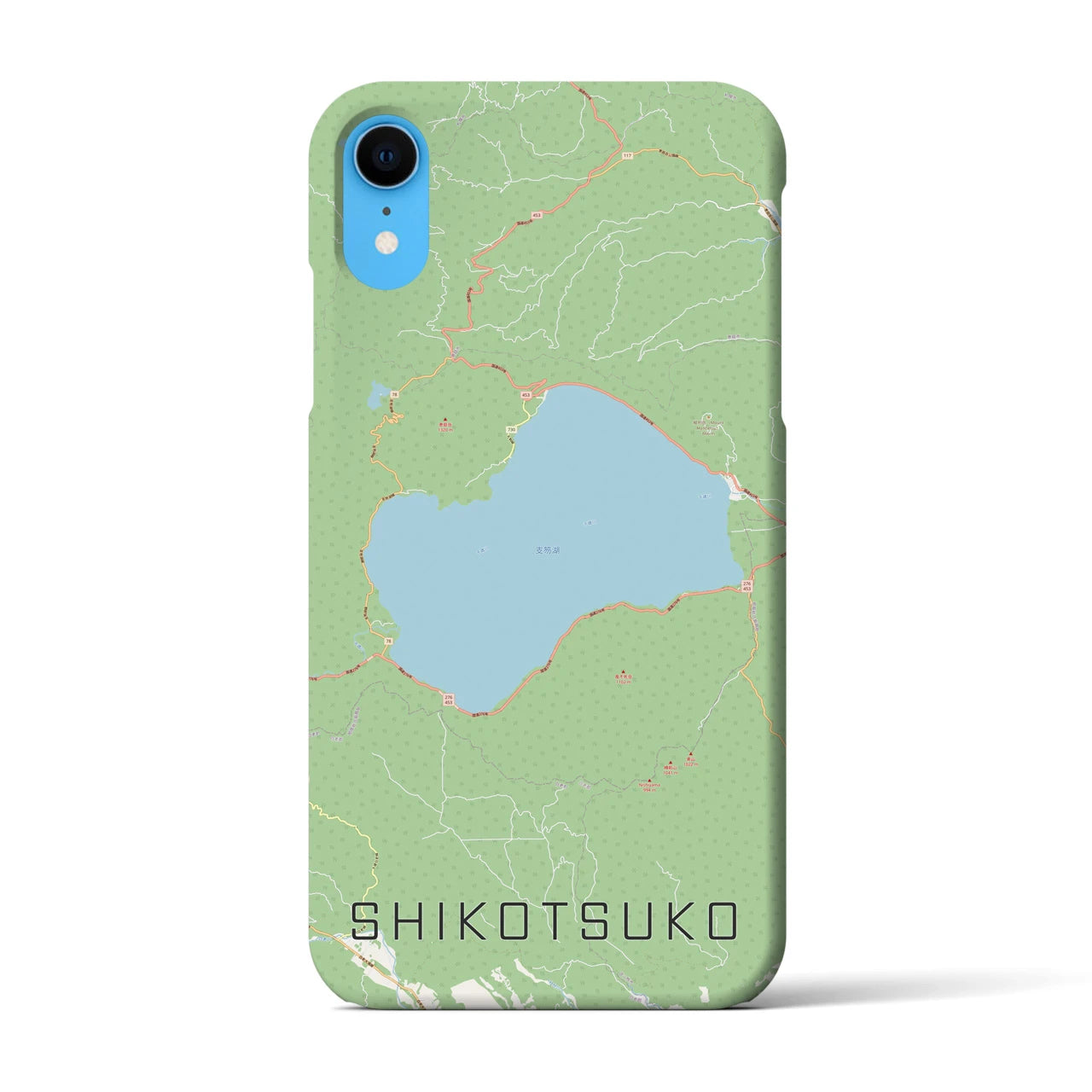 【支笏湖】地図柄iPhoneケース（バックカバータイプ・ナチュラル）iPhone XR 用