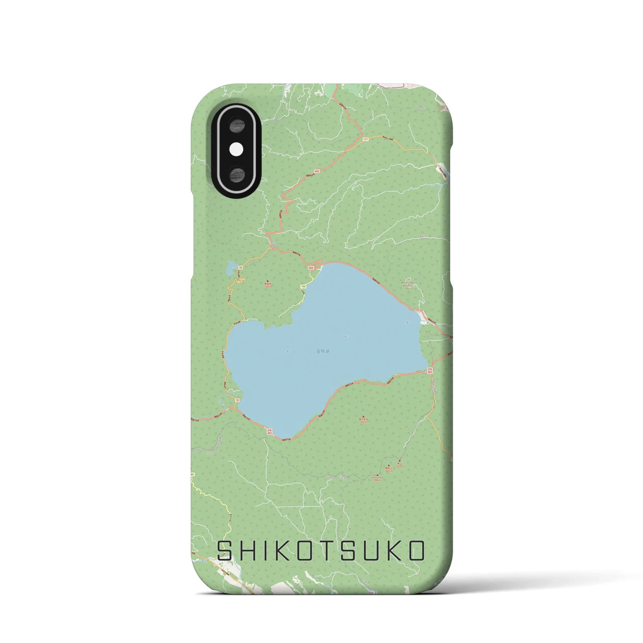 【支笏湖】地図柄iPhoneケース（バックカバータイプ・ナチュラル）iPhone XS / X 用