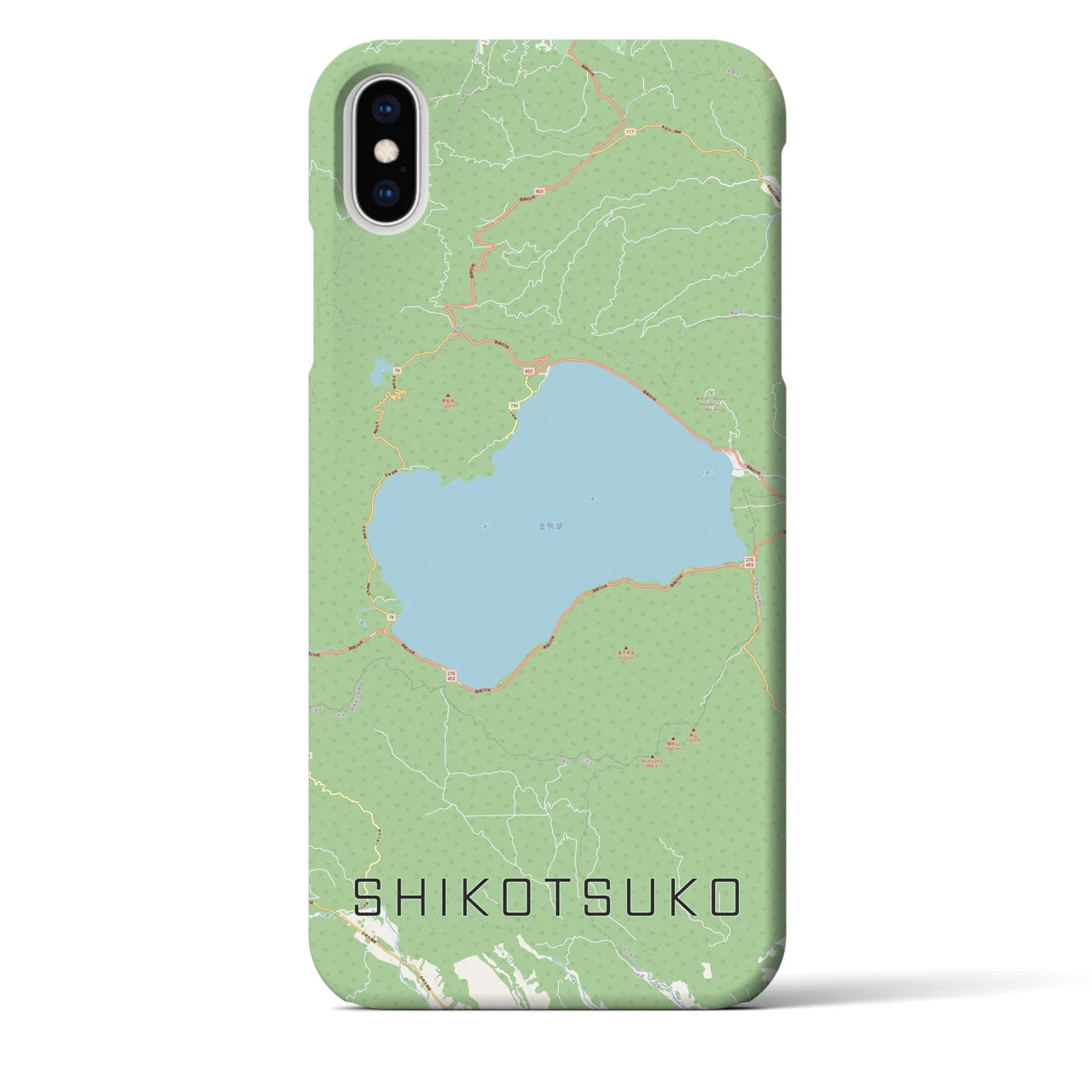 【支笏湖】地図柄iPhoneケース（バックカバータイプ・ナチュラル）iPhone XS Max 用