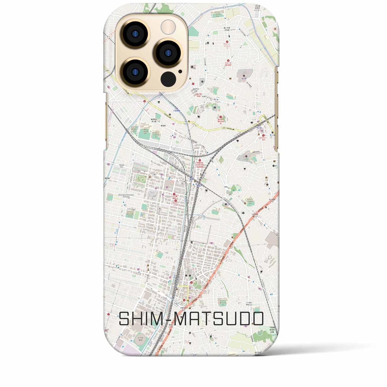 【新松戸】地図柄iPhoneケース（バックカバータイプ・ナチュラル）iPhone 12 Pro Max 用