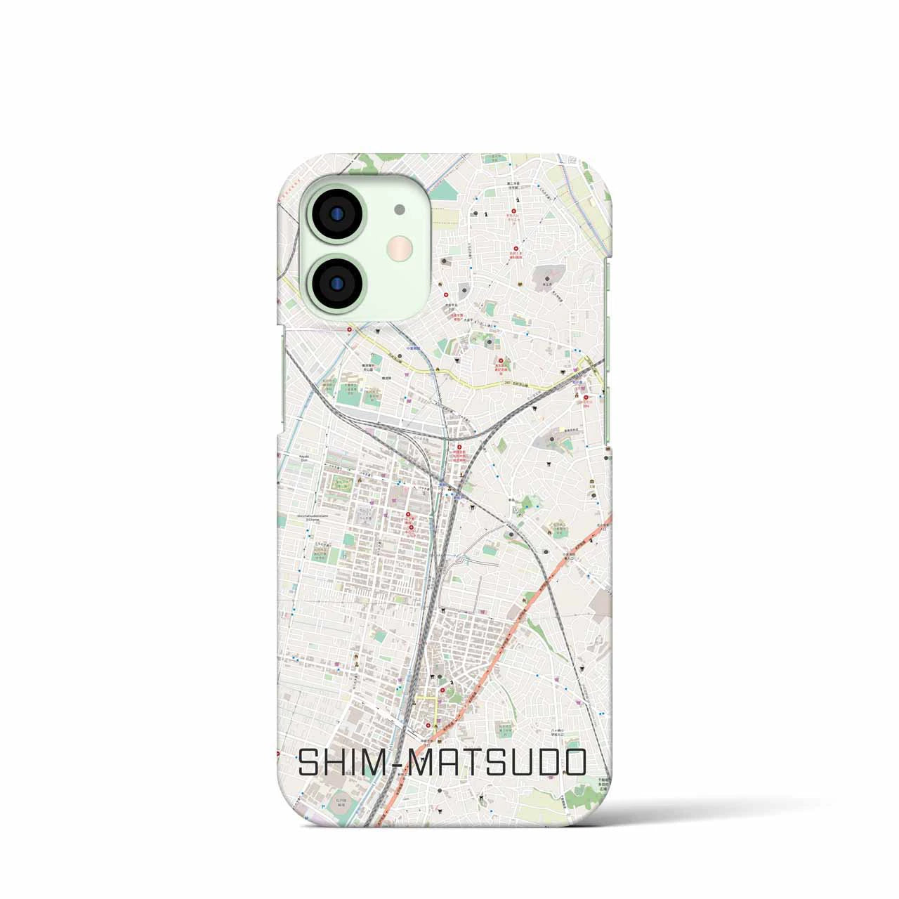 【新松戸】地図柄iPhoneケース（バックカバータイプ・ナチュラル）iPhone 12 mini 用