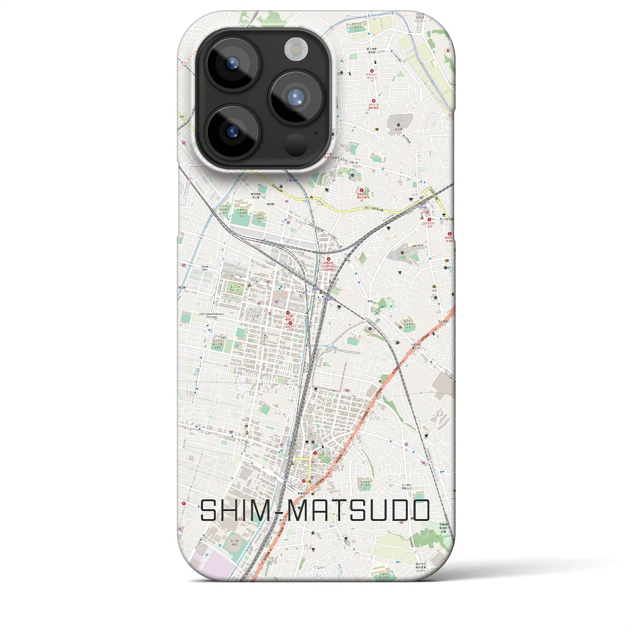 【新松戸】地図柄iPhoneケース（バックカバータイプ・ナチュラル）iPhone 15 Pro Max 用