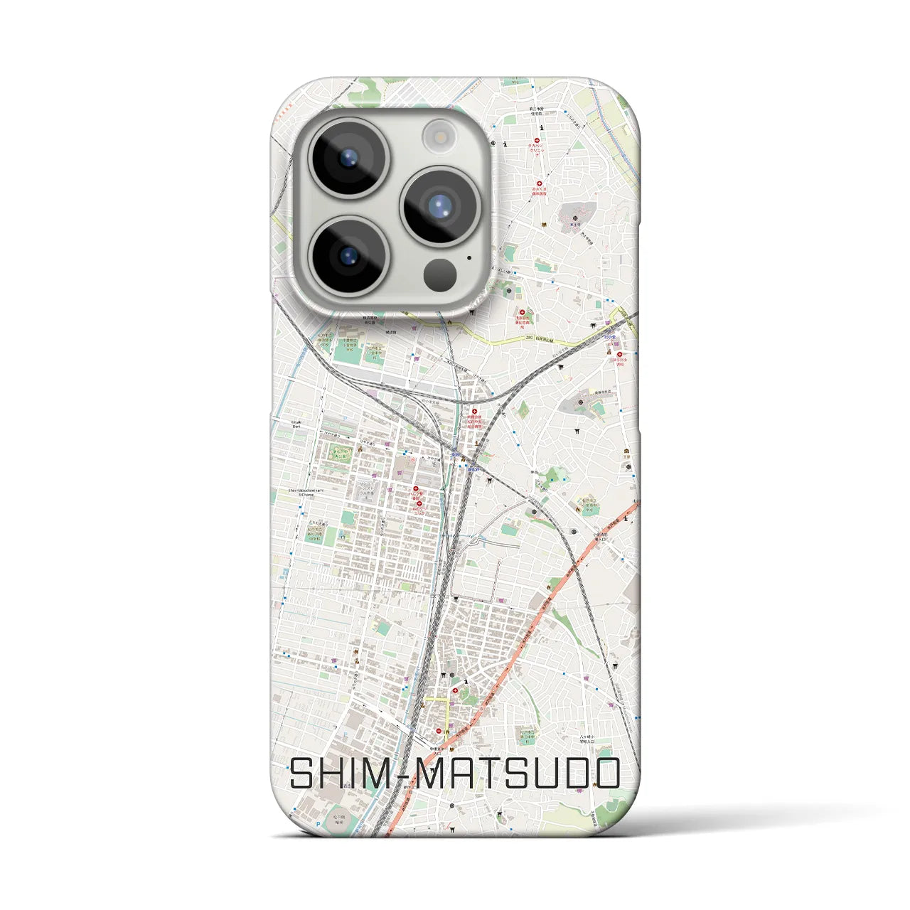 【新松戸】地図柄iPhoneケース（バックカバータイプ・ナチュラル）iPhone 15 Pro 用