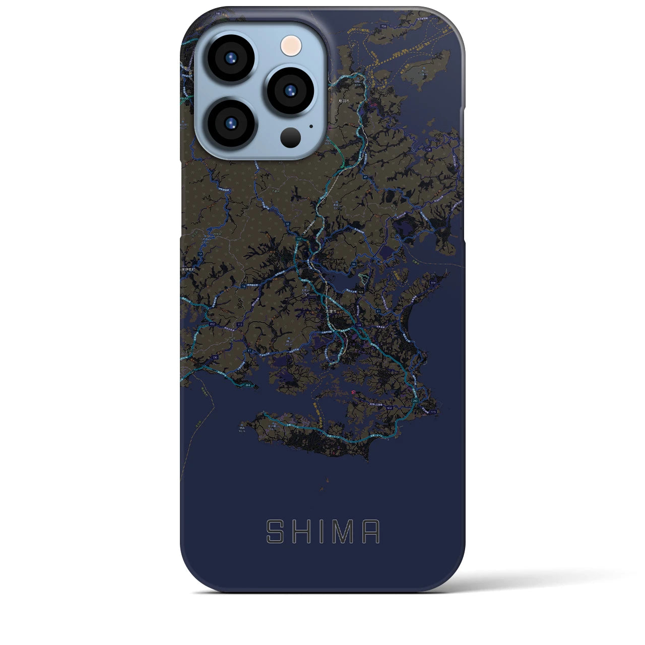 【志摩】地図柄iPhoneケース（バックカバータイプ・ブラック）iPhone 13 Pro Max 用