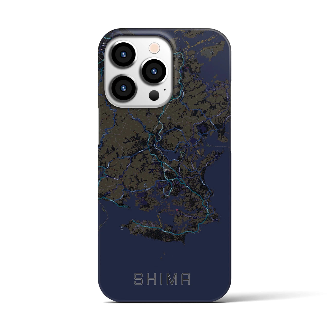 【志摩】地図柄iPhoneケース（バックカバータイプ・ブラック）iPhone 13 Pro 用
