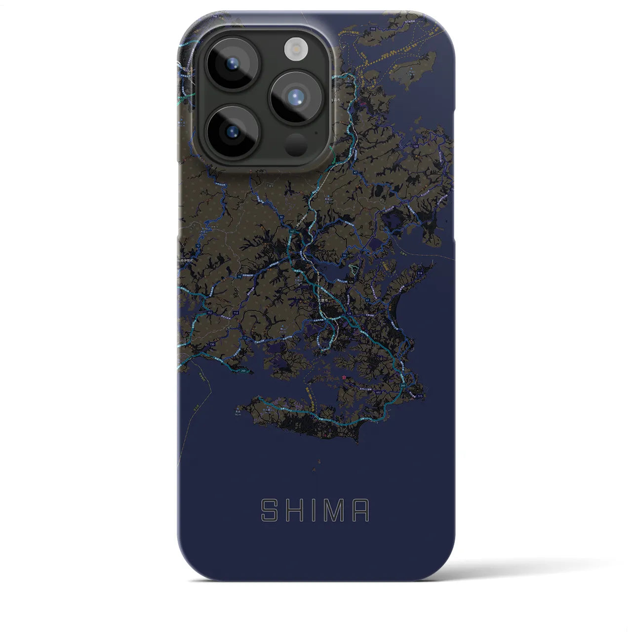 【志摩】地図柄iPhoneケース（バックカバータイプ・ブラック）iPhone 15 Pro Max 用