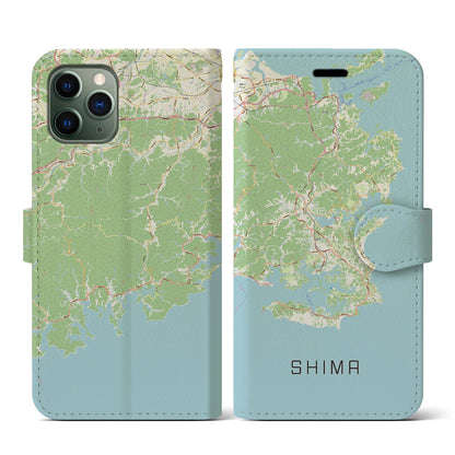 【志摩（三重県）】地図柄iPhoneケース（手帳タイプ）ナチュラル・iPhone 11 Pro 用