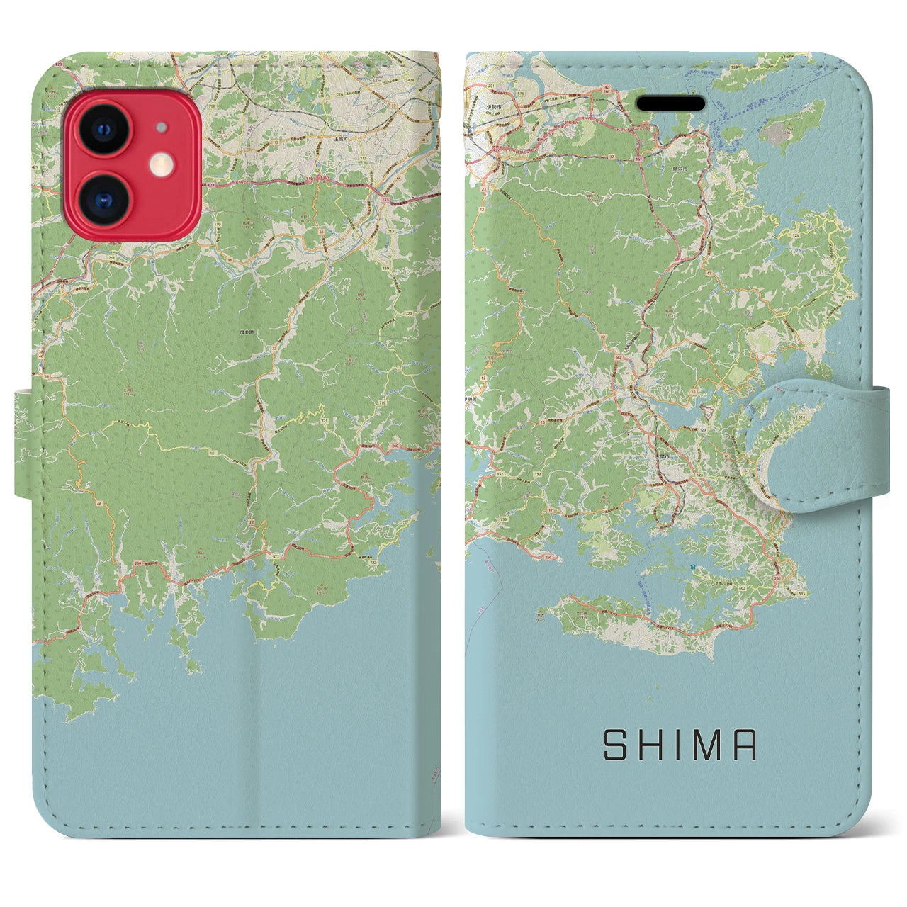 【志摩】地図柄iPhoneケース（手帳両面タイプ・ナチュラル）iPhone 11 用