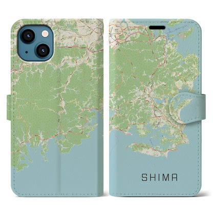 【志摩（三重県）】地図柄iPhoneケース（手帳タイプ）ナチュラル・iPhone 13 用