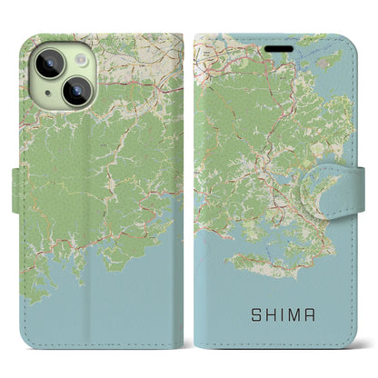 【志摩（三重県）】地図柄iPhoneケース（手帳タイプ）ナチュラル・iPhone 15 用
