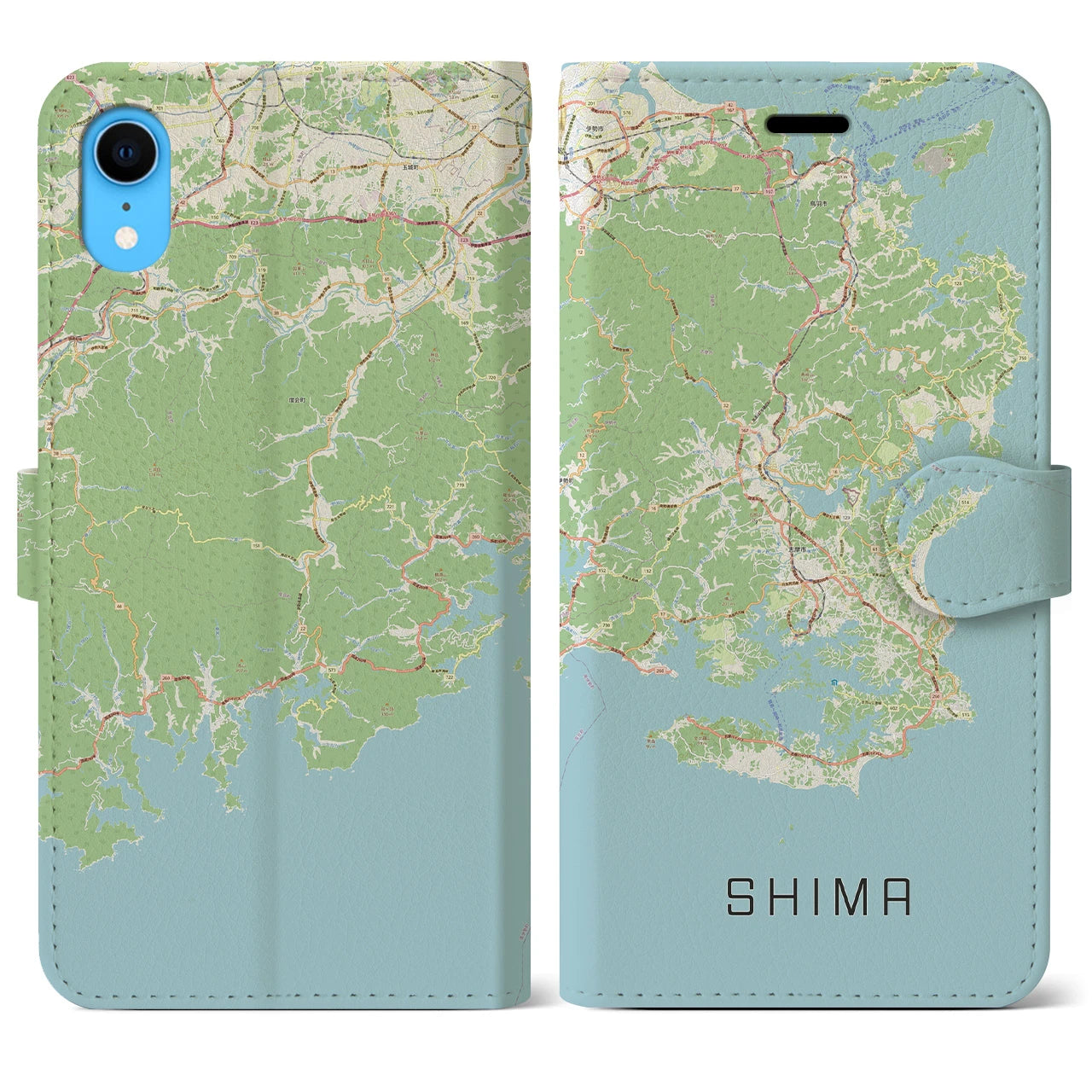 【志摩】地図柄iPhoneケース（手帳両面タイプ・ナチュラル）iPhone XR 用
