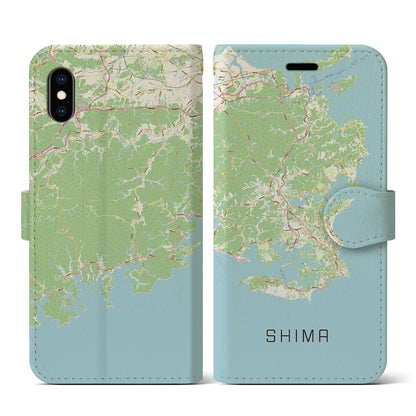 【志摩（三重県）】地図柄iPhoneケース（手帳タイプ）ナチュラル・iPhone XS / X 用