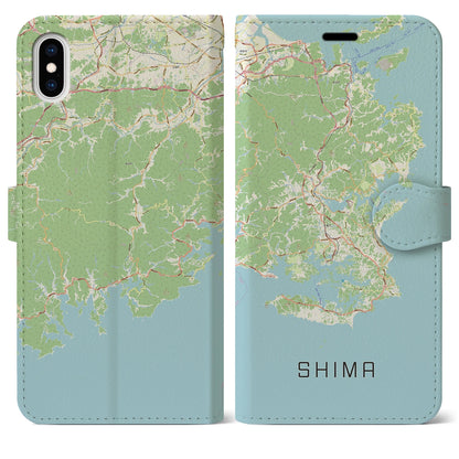 【志摩（三重県）】地図柄iPhoneケース（手帳タイプ）ナチュラル・iPhone XS Max 用