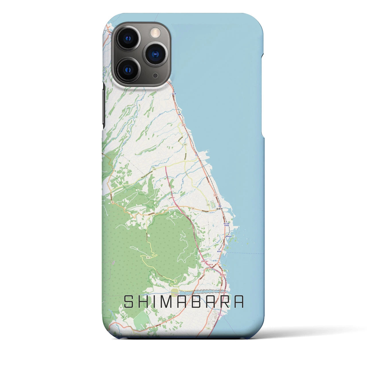 【島原】地図柄iPhoneケース（バックカバータイプ・ナチュラル）iPhone 11 Pro Max 用