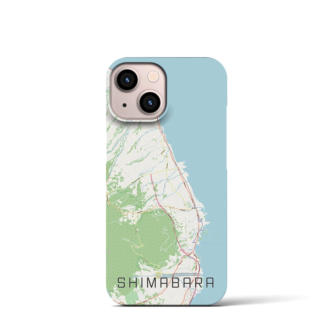 【島原】地図柄iPhoneケース（バックカバータイプ・ナチュラル）iPhone 13 mini 用