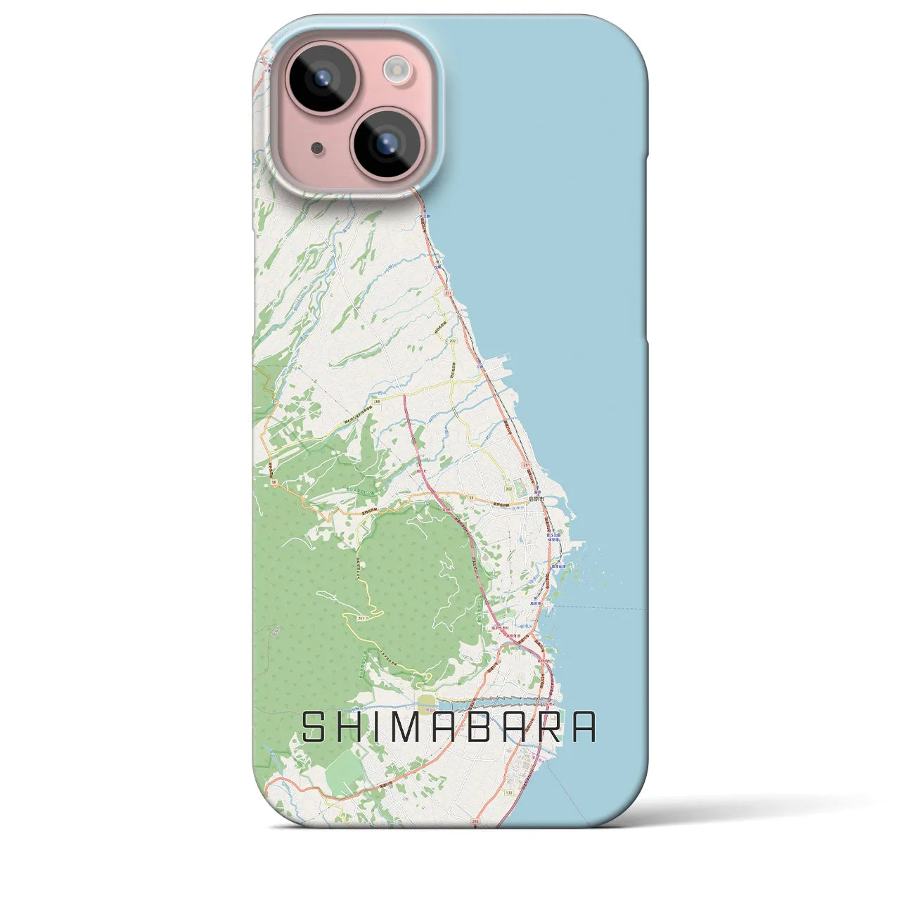 【島原】地図柄iPhoneケース（バックカバータイプ・ナチュラル）iPhone 15 Plus 用