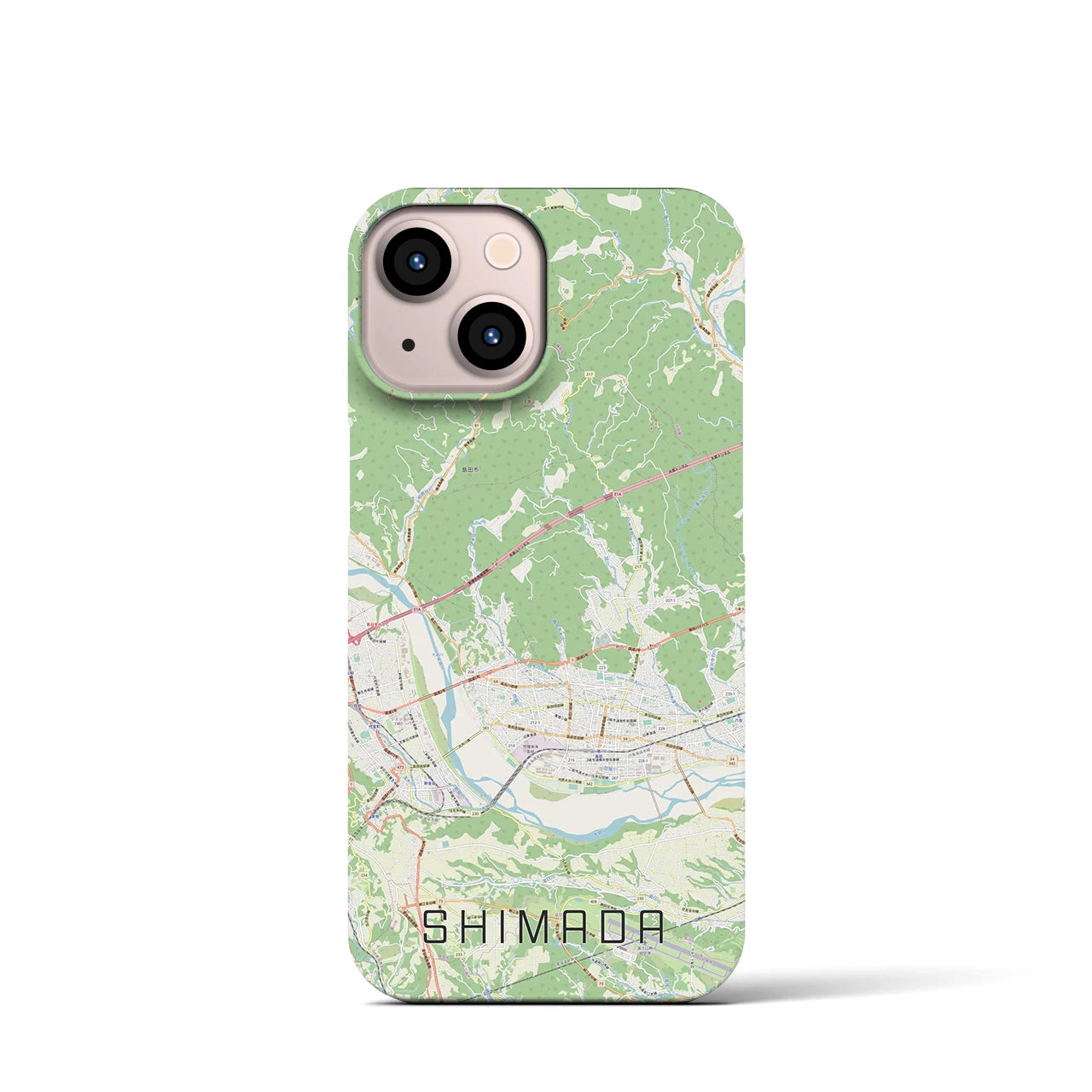 【島田】地図柄iPhoneケース（バックカバータイプ・ナチュラル）iPhone 13 mini 用