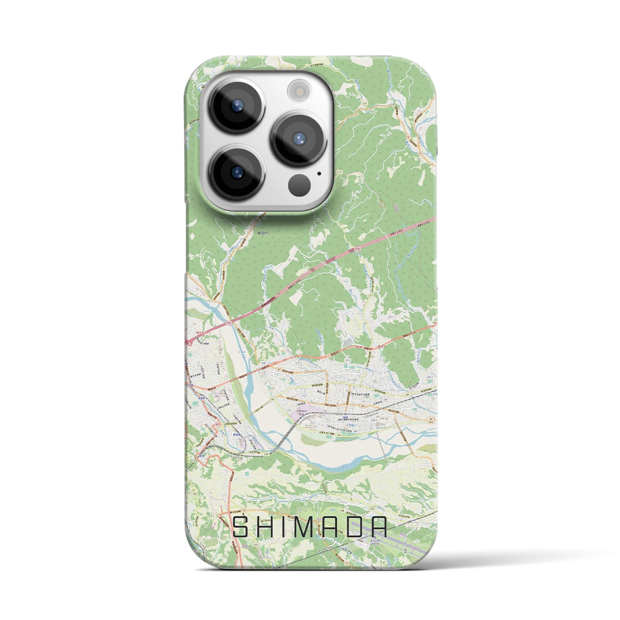 【島田】地図柄iPhoneケース（バックカバータイプ・ナチュラル）iPhone 14 Pro 用