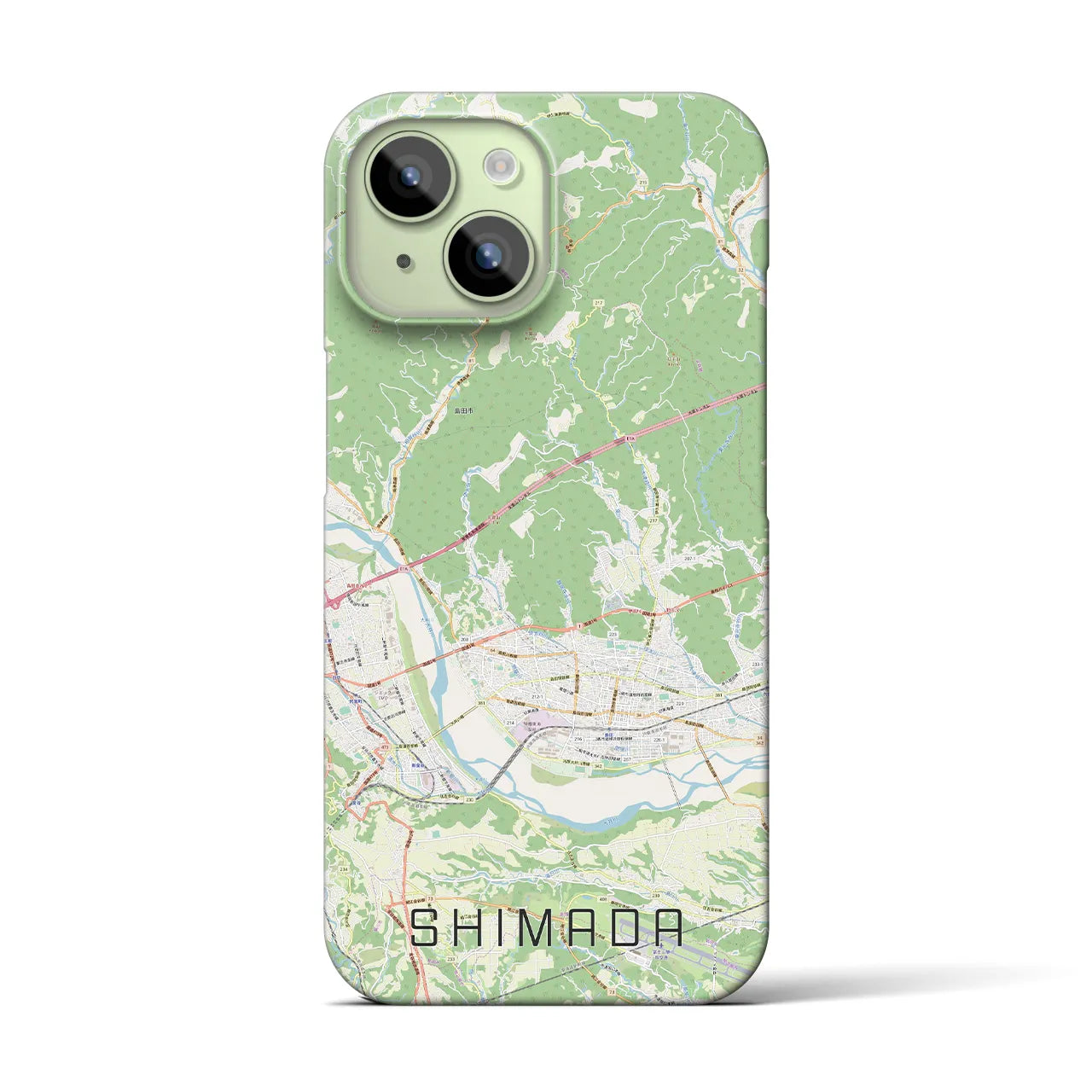 【島田】地図柄iPhoneケース（バックカバータイプ・ナチュラル）iPhone 15 用