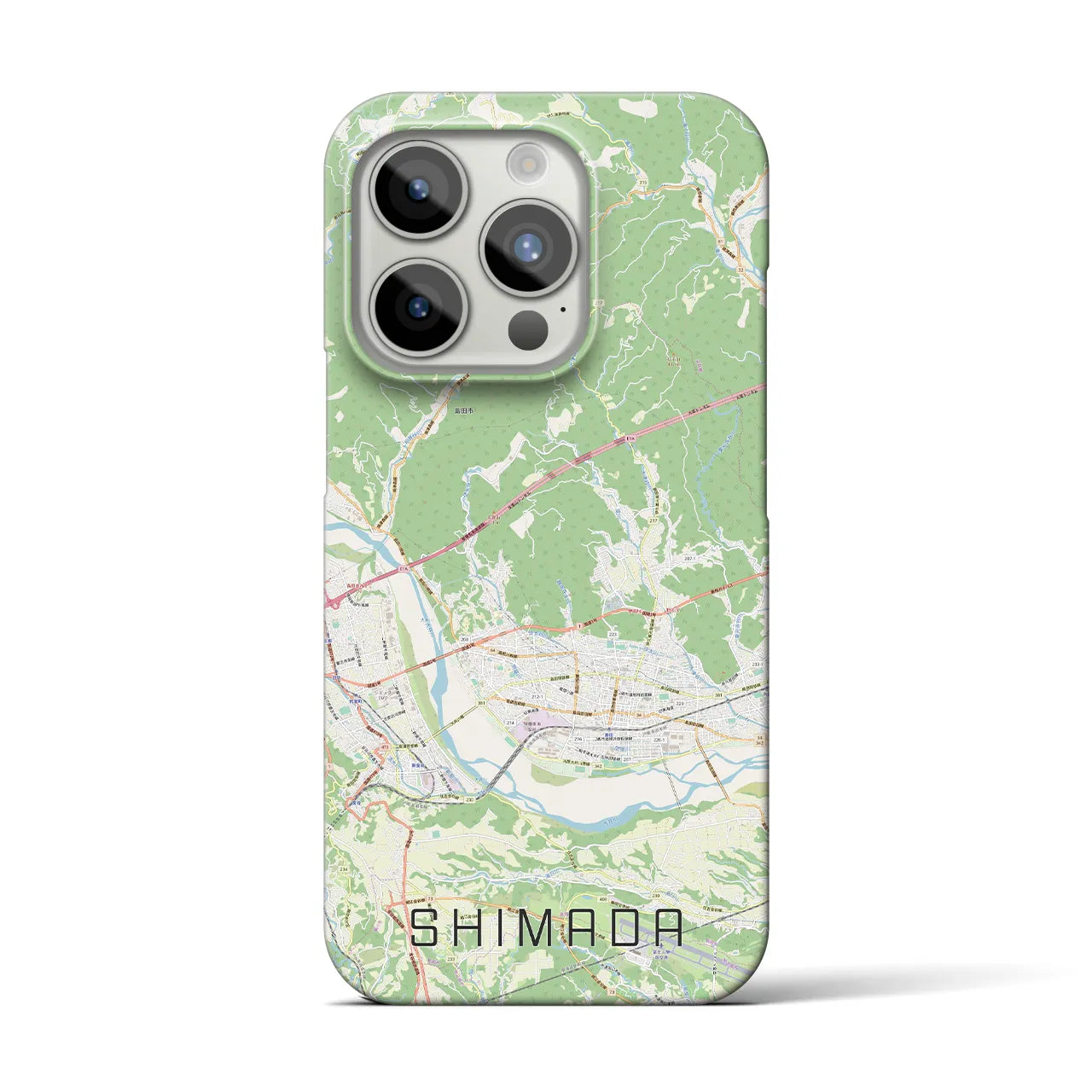 【島田】地図柄iPhoneケース（バックカバータイプ・ナチュラル）iPhone 15 Pro 用