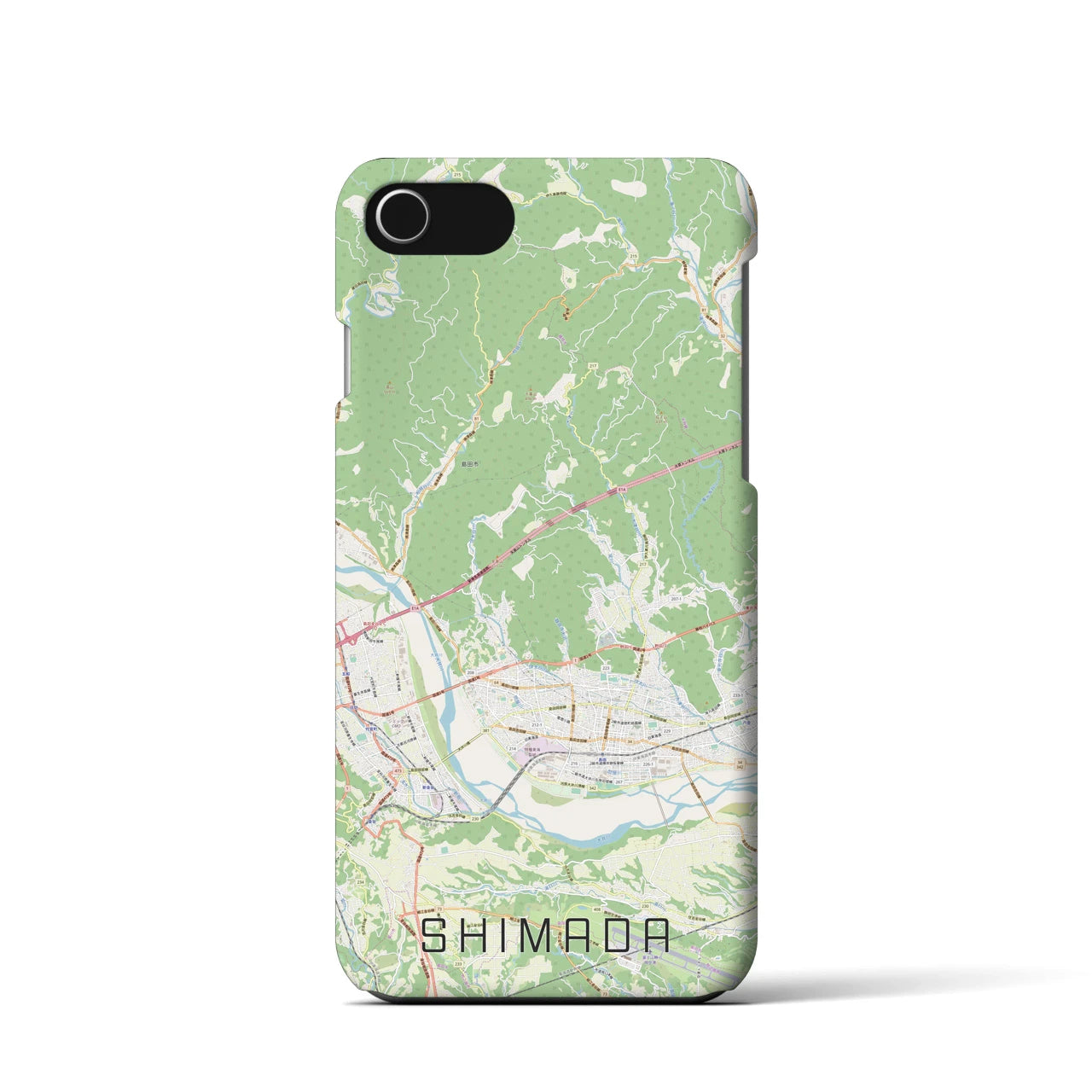 【島田】地図柄iPhoneケース（バックカバータイプ・ナチュラル）iPhone SE（第3 / 第2世代） / 8 / 7 / 6s / 6 用