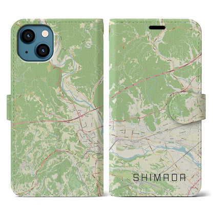 【島田（静岡県）】地図柄iPhoneケース（手帳タイプ）ナチュラル・iPhone 13 用