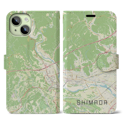 【島田（静岡県）】地図柄iPhoneケース（手帳タイプ）ナチュラル・iPhone 15 用