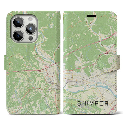 【島田（静岡県）】地図柄iPhoneケース（手帳タイプ）ナチュラル・iPhone 15 Pro 用